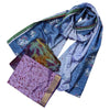 The Window, Milford Haven recycled sari scarves in blue, purple, and tie-dye patterns made from upcycled fabric.