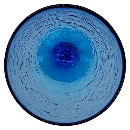 The Window, Milford Haven recycled turquoise wine glass viewed from directly above showing textured glass surface