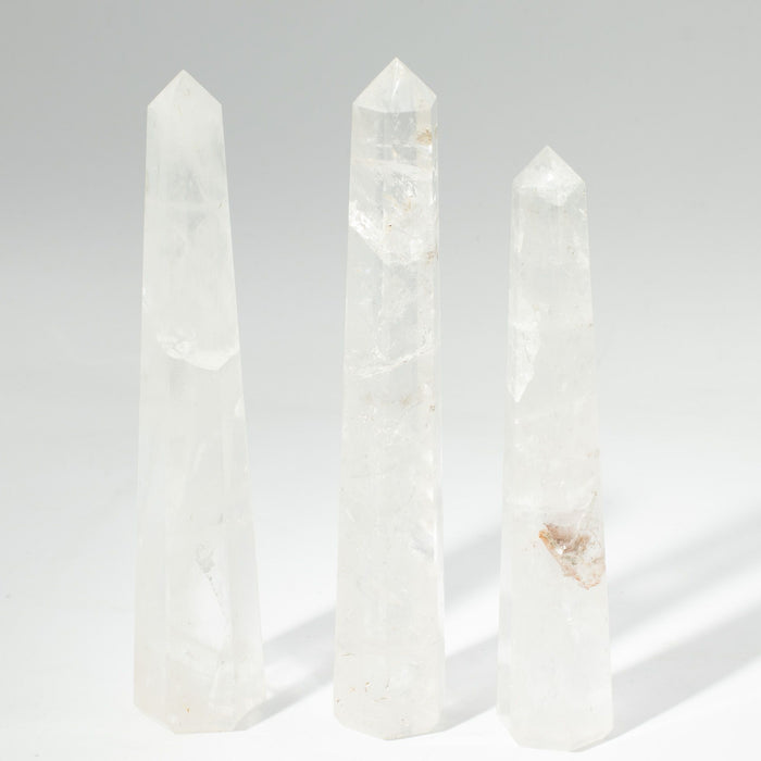 The Window, Milford Haven rock crystal six-face obelisk points with clear, polished gemstone surfaces.