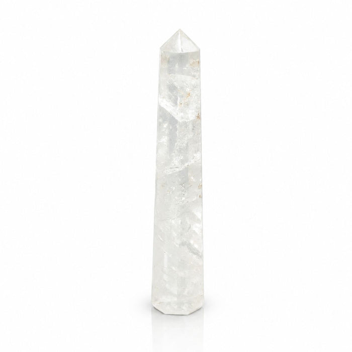 The Window, Milford Haven 17cm clear rock crystal six-face obelisk point with a polished finish for home decor.