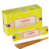 The Window, Milford Haven Satya 7 Chakra incense sticks in yellow packaging with a box of 15g sticks and loose incense