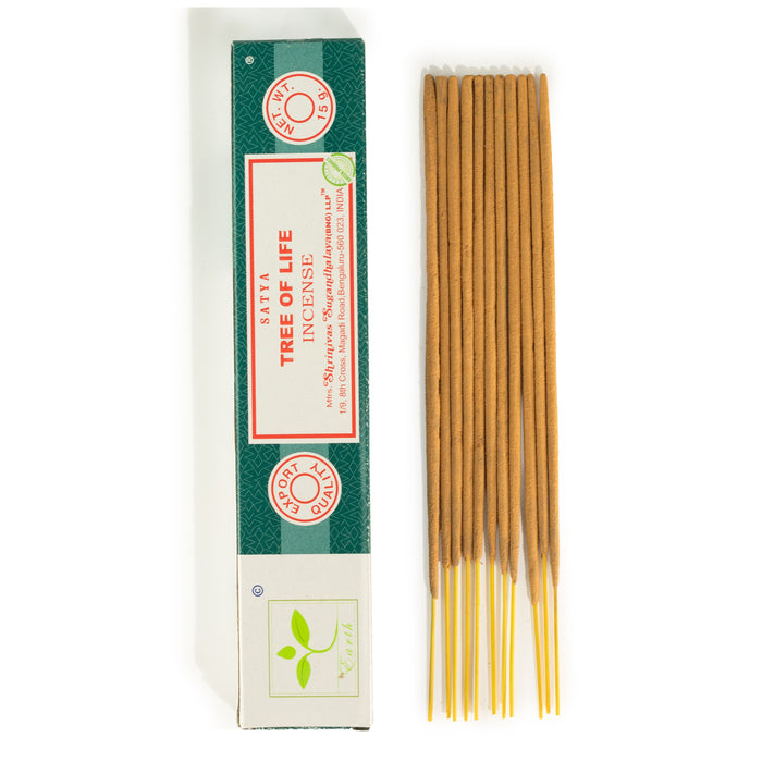 The Window, Milford Haven Satya Tree of Life incense sticks and packaging box on a white background