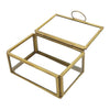 The Window, Milford Haven small rectangular jewellery box with clear glass panels and an antique brass metal frame.