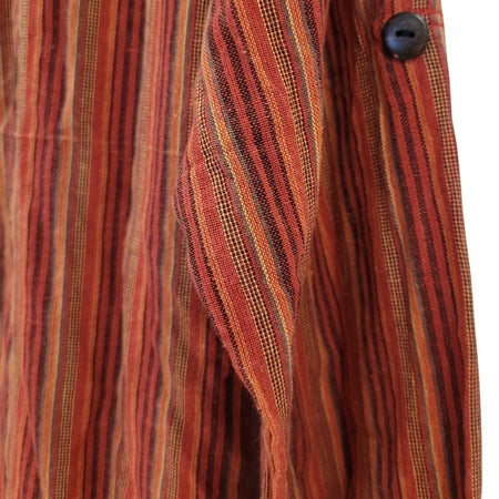 The Window, Milford Haven GRINGO fairtrade cotton shirt dress in red and orange stripes with a roll-up sleeve tab