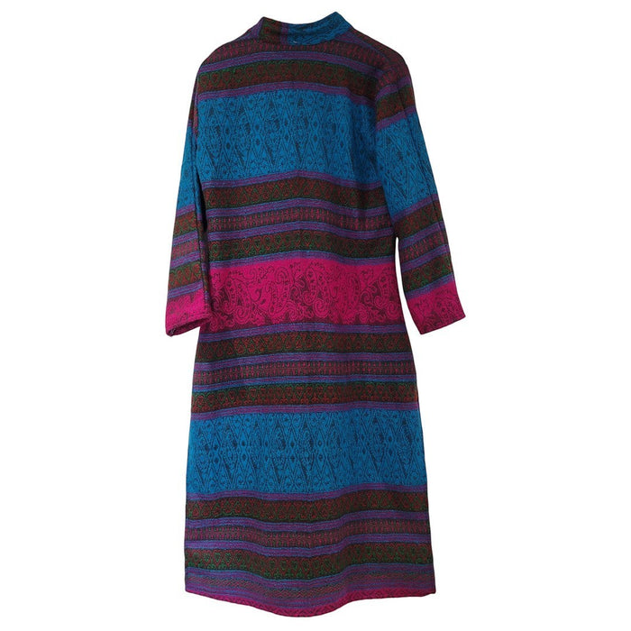 The Window, Milford Haven tapestry style maxi shirt dress in turquoise and pink viscose with ethnic patterns
