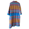 The Window, Milford Haven tapestry style maxi shirt dress in tan and turquoise viscose with ethnic patterned stripes.