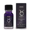 The Window, Milford Haven Taurus zodiac fragrance oil in a 10ml purple bottle with matching box and star-like glitter.