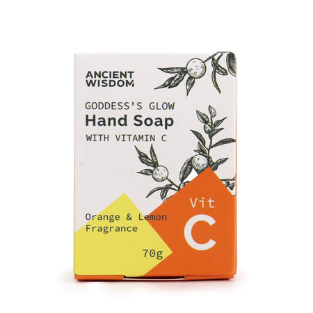 The Window, Milford Haven Vitamin C hand soap bar in white packaging with orange and yellow citrus illustrations