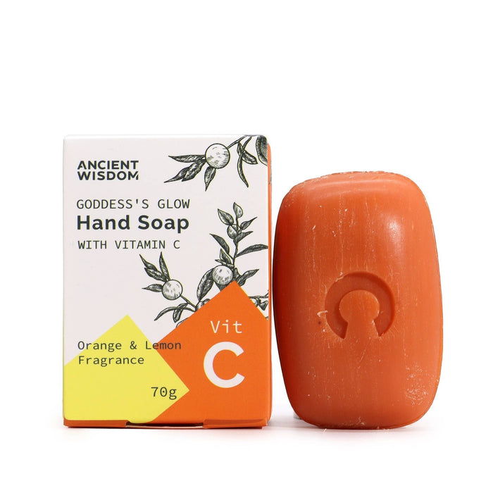 The Window, Milford Haven Vitamin C hand soap bar with orange and lemon essential oils in its branded packaging.