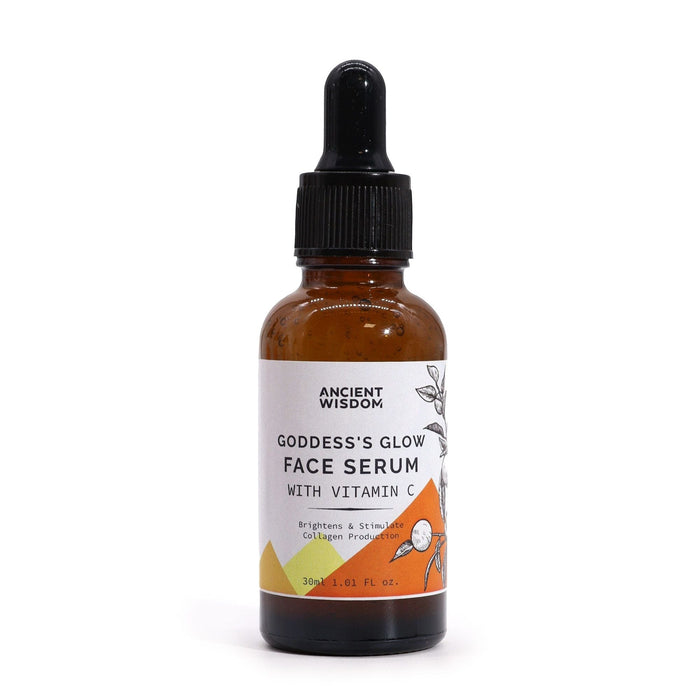 The Window, Milford Haven Goddess’s Glow Vitamin C face serum in an amber glass dropper bottle for skin brightening.