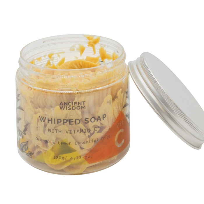 The Window, Milford Haven whipped soap with Vitamin C, orange and lemon essential oils in a 120g clear jar.