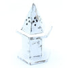 The Window, Milford Haven white-washed mango wood incense holder in a rustic mini pyramid house design.