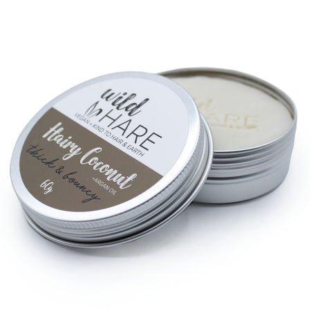 The Window, Milford Haven Wild Hare Hairy Coconut solid shampoo bar in a 60g travel tin with argan oil