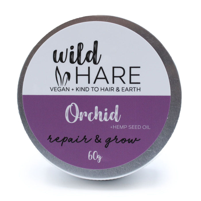 The Window, Milford Haven Wild Hare solid shampoo bar in a 60g tin with orchid scent and hemp seed oil for hair repair