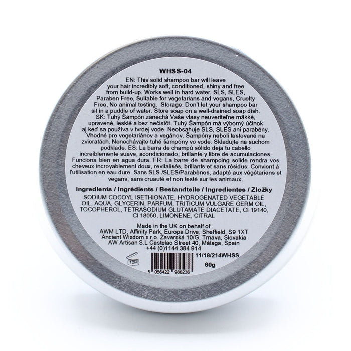 The Window, Milford Haven Wild Hare Tutti Frutti solid shampoo tin base with ingredient list and product details