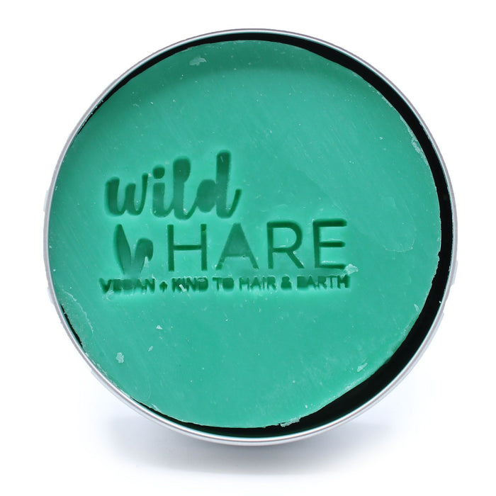The Window, Milford Haven Wild Hare solid shampoo bar with Aloe Vera in a round metal travel tin