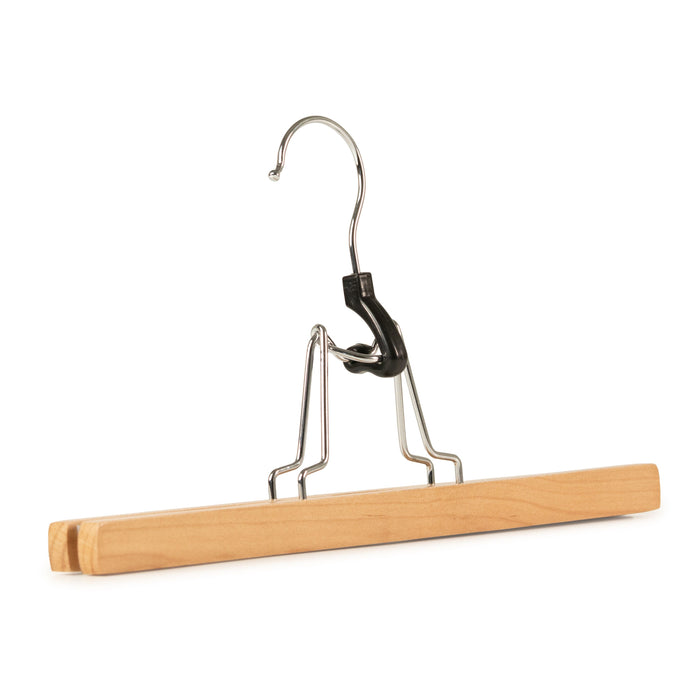 The Window, Milford Haven wooden grip bar hanger for trousers and scarves with a sturdy metal hook and clamping design.