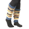 The Window, Milford Haven hand-knitted pure wool leg-warmers in Cosmos and Valley patterns with fleece-lined cuffs.