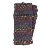 The Window, Milford Haven dark marl brown wool wrist-warmers featuring a rainbow tick pattern and a small zip pocket.