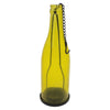 The Window, Milford Haven yellow glass bottle tealight holder with a black metal hanging chain and base.