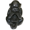 Black cast iron three wise monkeys statue showing three mystic apes with hands covering eyes ears and mouth