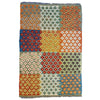 Traditional afghan flat-weave kilim rug with colorful orange blue red and green geometric patterns made of 100 wool