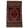 A traditional afghan mushwani rug with deep red geometric and floral patterns kilim-ended 100% wool