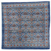 Traditional blue kantha cushion cover with intricate red black and white geometric and floral patterns for standard cushion