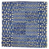 Traditional blue and white patchwork cushion cover with kantha stitching featuring geometric and floral patterns