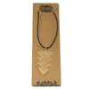 Gold leaf necklace pendant on black cord featuring a tree leaf design in metal for everyday wear