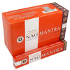 Vijayshree golden nag mantra masala incense sticks in an orange and white box with gold paisley trim 15g