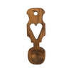 A rustic hand-crafted welsh love spoon made of wood with a heart cutout and h17cm length for decorative use