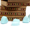 Light blue heart shaped palm wax wax melts in a box of 6 scented with nagchampa fragrance