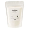 A white resealable pouch of unfragranced white candle sand for diy wax melting and pouring weighing 300g