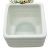 White porcelain tealight holder with banded square design and subtle horizontal ridges 6cm x 6cm ceramic planter