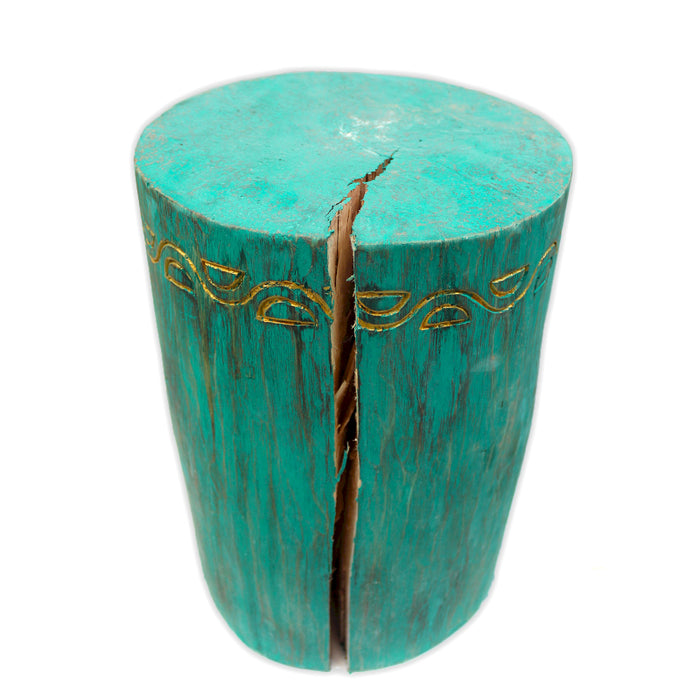 Albasia Wood Tribal Plant Stand - Turquoise