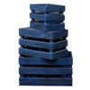 Stacked wooden storage crates in blue wash made of albesia wood with a rustic distressed finish set of 3