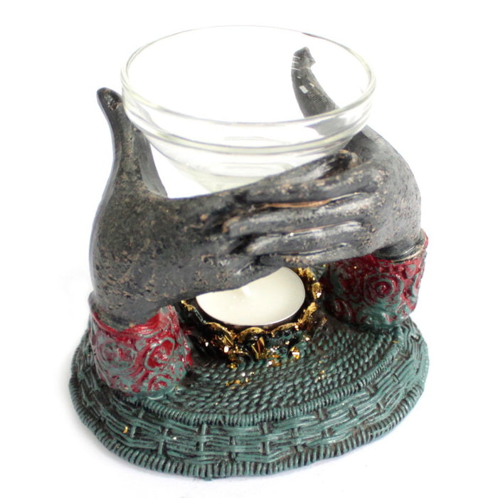 Antique Effect Buddha Hands Oil Burner - Choice of Two