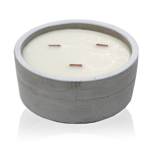 Large Round Concrete Wooden Wick Candle - Choice of Fragrances