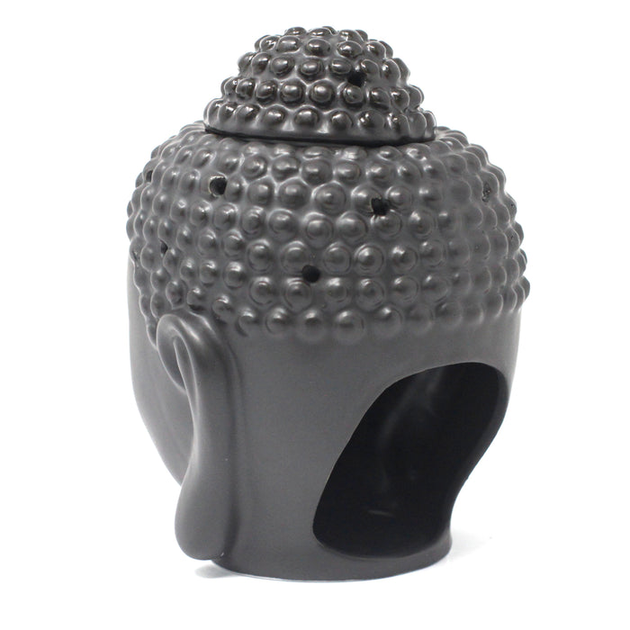 Ceramic Buddha Head Oil Burner - Dark Brown