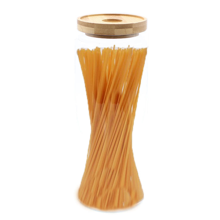 Bamboo & Glass Storage Jars - Four Sizes