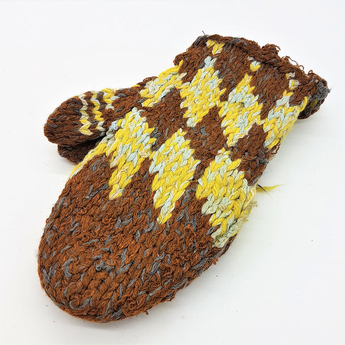 Hand-Knitted Afghani Wool Blend Mittens (Adult)
