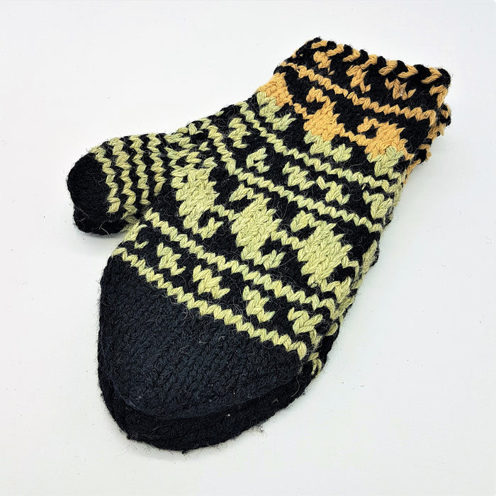 Hand-Knitted Afghani Wool Blend Mittens (Adult)