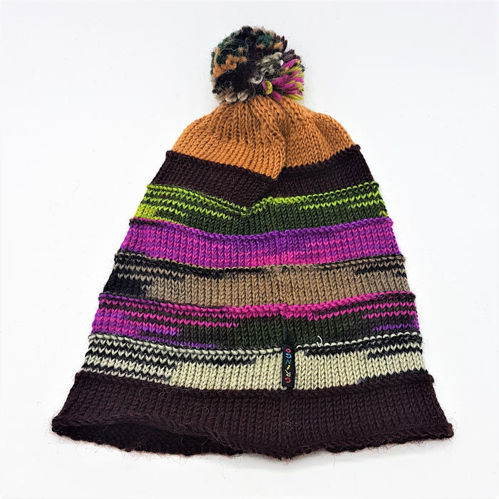 Unlined 100% Wool Slouchy Bobble Hat (Adult)