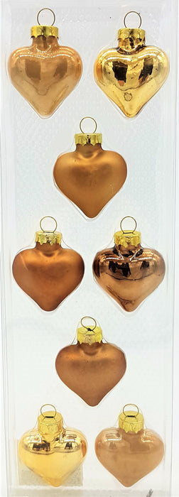 Pack of Mini Heart Baubles - Choice of Three Colours