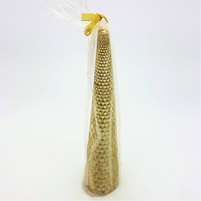 Textured Christmas Candle - Metallic Red or Gold with Glitter