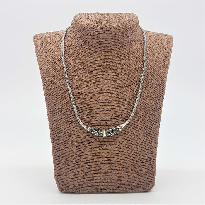 Sterling Silver & 18ct Gold Necklace - Tribal