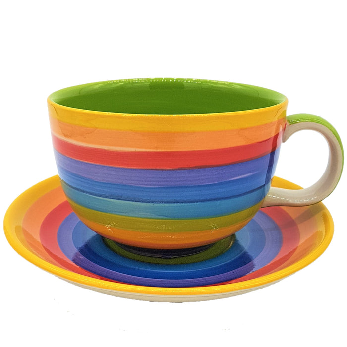 GIANT Rainbow Breakfast Cup & Saucer