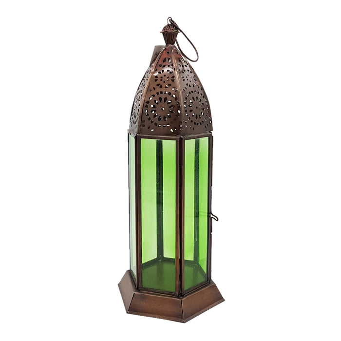Coloured Glass Tealight Lantern - Choice of Colours & Sizes