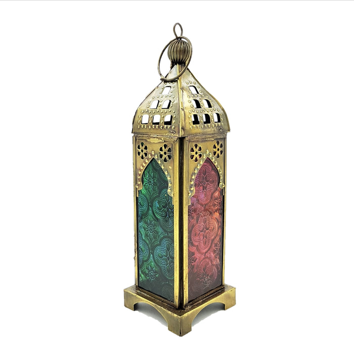 Mini Patterned Glass Lantern - Choice of Colours